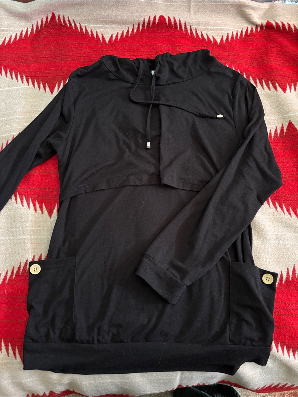 Women’s large Black Nursing Hoodie with double Front Pockets